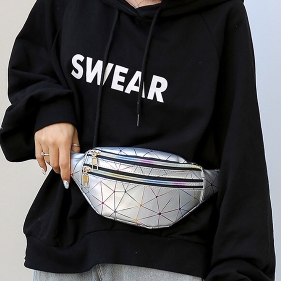 Fanny Pack Geometric Holographic waist belt bag - Picture 3 of 12